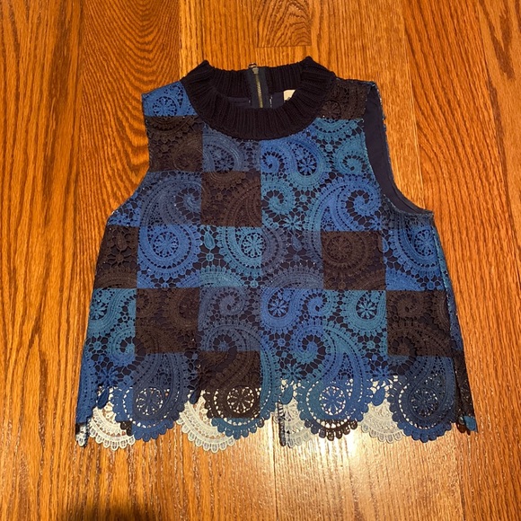 EUC Sea New York lace blue top cropped 0 XS - Picture 1 of 8